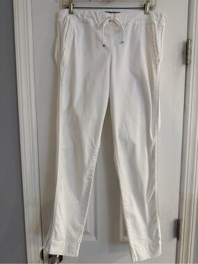 D.Exterior Made in Italy White Pants Silver Ball Beaded Side Stripe Stretch